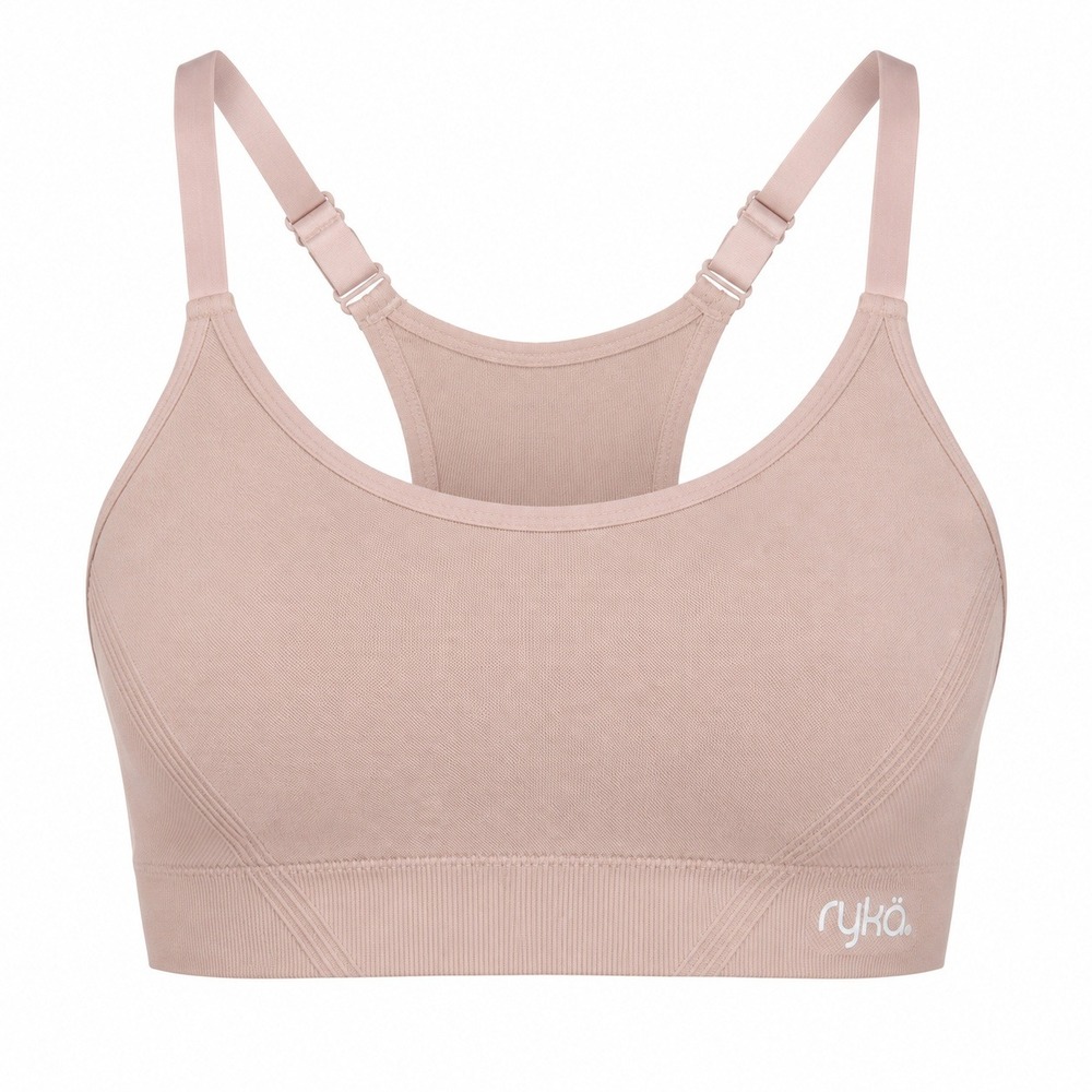 Ryka Seamless Sports Bra XL‎ Blush Nude Adjustable Racerback Wireless Active